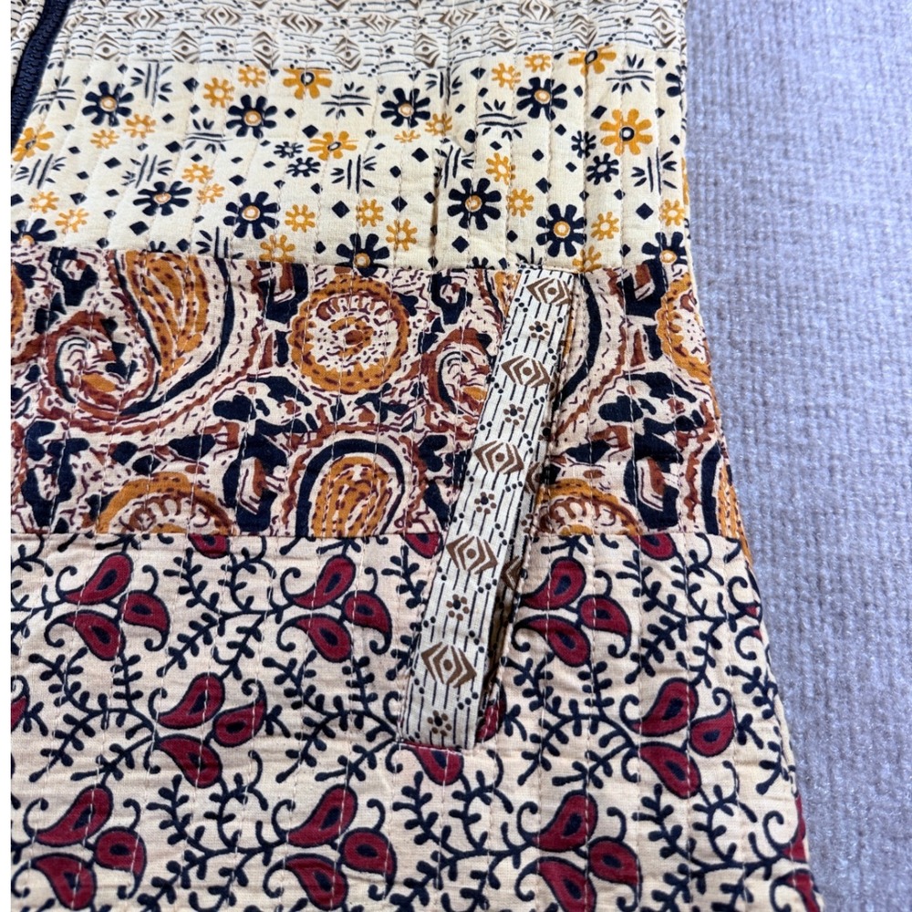 Young Thread Boho Patchwork‎ Quilted Vest – Cotton Zip Front Cottagecore Size M - Picture 8 of 11